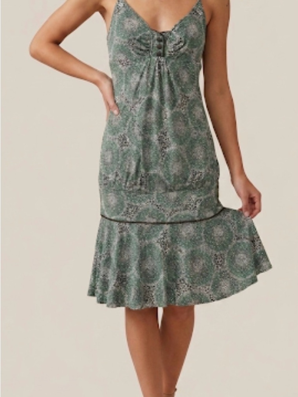 Vintage Y2K Miss Sixty Drop Waist Silk Blend Mini Dress NWOT Green Fairycore L